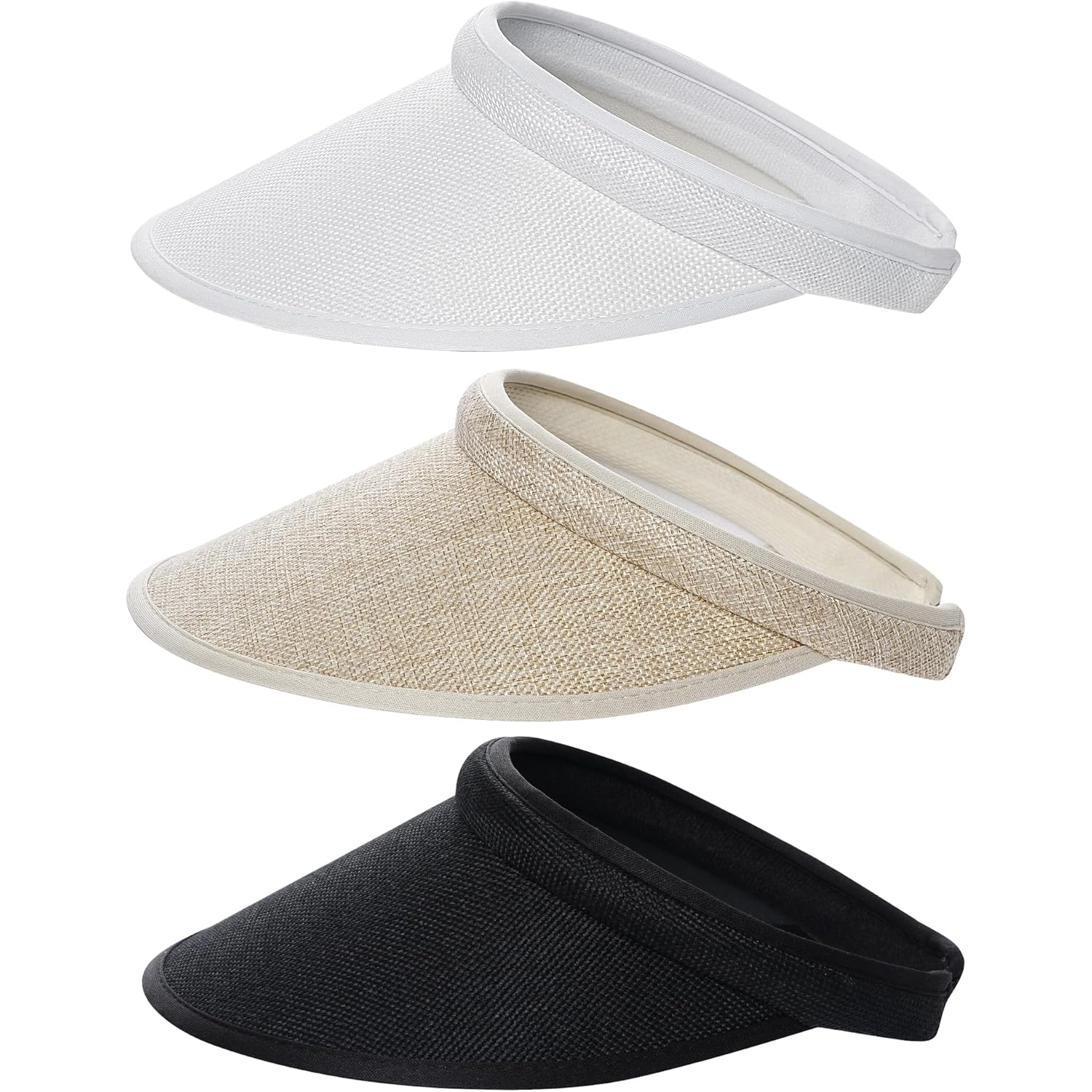 Dxhycc 3 Pack Sun Visor Hats for Women Men Clip On Wide Brim Visors Outdoor Golf Beach Tennis Cap