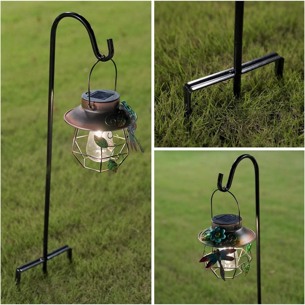 2 Pack Shepherd Hook, Black, 31 Inch, Adjustable Height, 1/2" Thick | Protected By U.S. Patent, Ideal For Hanging Solar Lights, Lanterns,Bird Feeders Flower Baskets & Wind Chimes