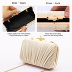 Purses for Women Evening Bag Handbags Formal Pleated Clutch Bag with Chain for Prom Wedding Party Black-tie affairs