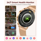 Smart Watches for Women, 1.27″ AMOLED Fitness Tracker with Heart Rate SpO2 Sleep Monitor, 3 Bands, 120+ Sport Modes, Call & Notifications, Smartwatch for Android & iPhone Compatible, 40 mm Rose Gold