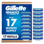 Gillette Mach3 Turbo Mens Razor Blade Refills, 17 Count