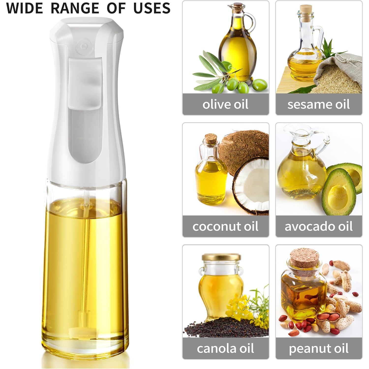 Oil Sprayer For Cooking- 200Ml Glass Olive Oil Sprayer Mister, Olive Oil Spray Bottle, Kitchen Gadgets Accessories For Air Fryer, Canola Oil Spritzer, Widely Used For Salad Making, Baking, Frying,Bbq4
