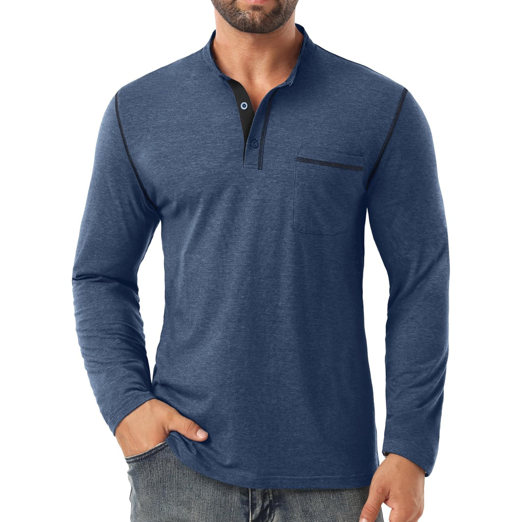 Sailwind Men'S Henley Shirts Long Sleeve Button T-Shirt Casual Stylish Cotton Pullover Shirt With Pocket