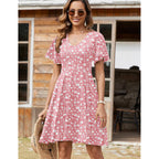 Zeagoo Womens Summer Dress Casual Swing Sundresses Floral Ruffle Short Sleeve Wedding Guest Dress Beach Mini Dress 2026