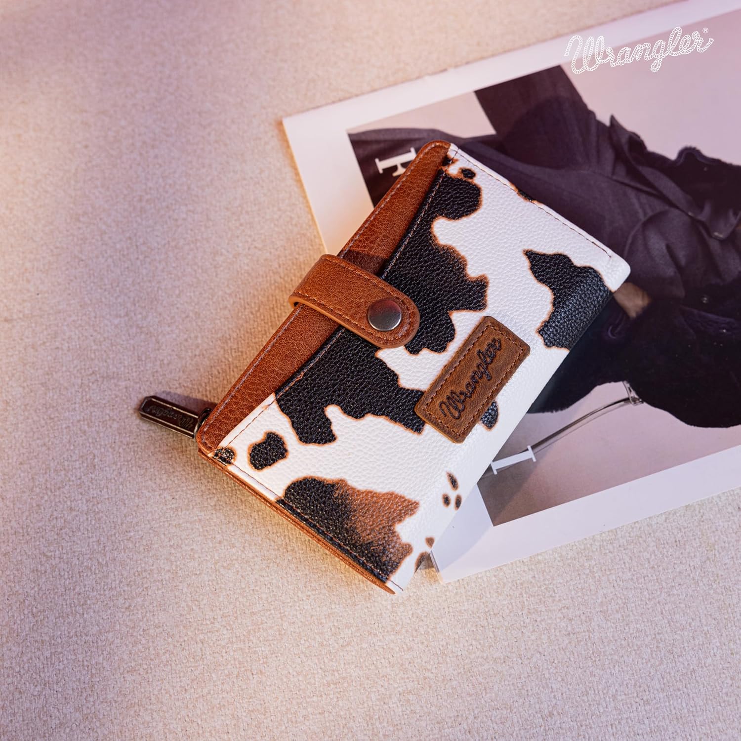 Wrangler Wallet for Women Bifold Card Holder with Zipper and ID Window