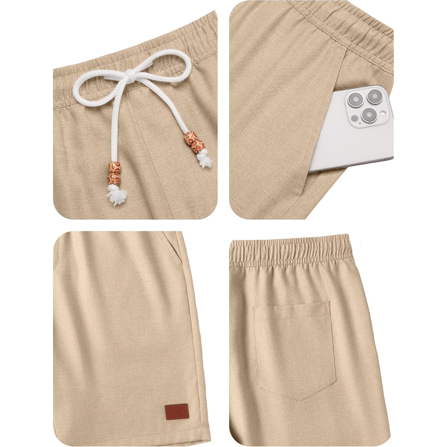 Coofandy Mens Summer Beach Shorts Casual Elastic Waist Drawstring Short Vacation Shorts With Pockets