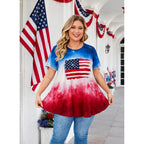 Womens Plus Size Tops Short Sleeve Swing Flare Flowy Tunic Loose Fit Summer Casual Blouses To Wear With Leggings