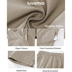 Shorts for Women High Waisted Dressy Casual Summer Elastic Waist Comfy Rolled Hem Stretch Twill Pocket Shorts