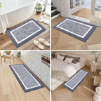 Pauwer Bathroom Rugs Set 3 Piece Non Slip Washable, Plush Absorbent Microfiber Bath Mat Shower Rug Runner Quick Dry, Super Soft U Shaped Toilet Mats Floor Carpet, Dark Grey