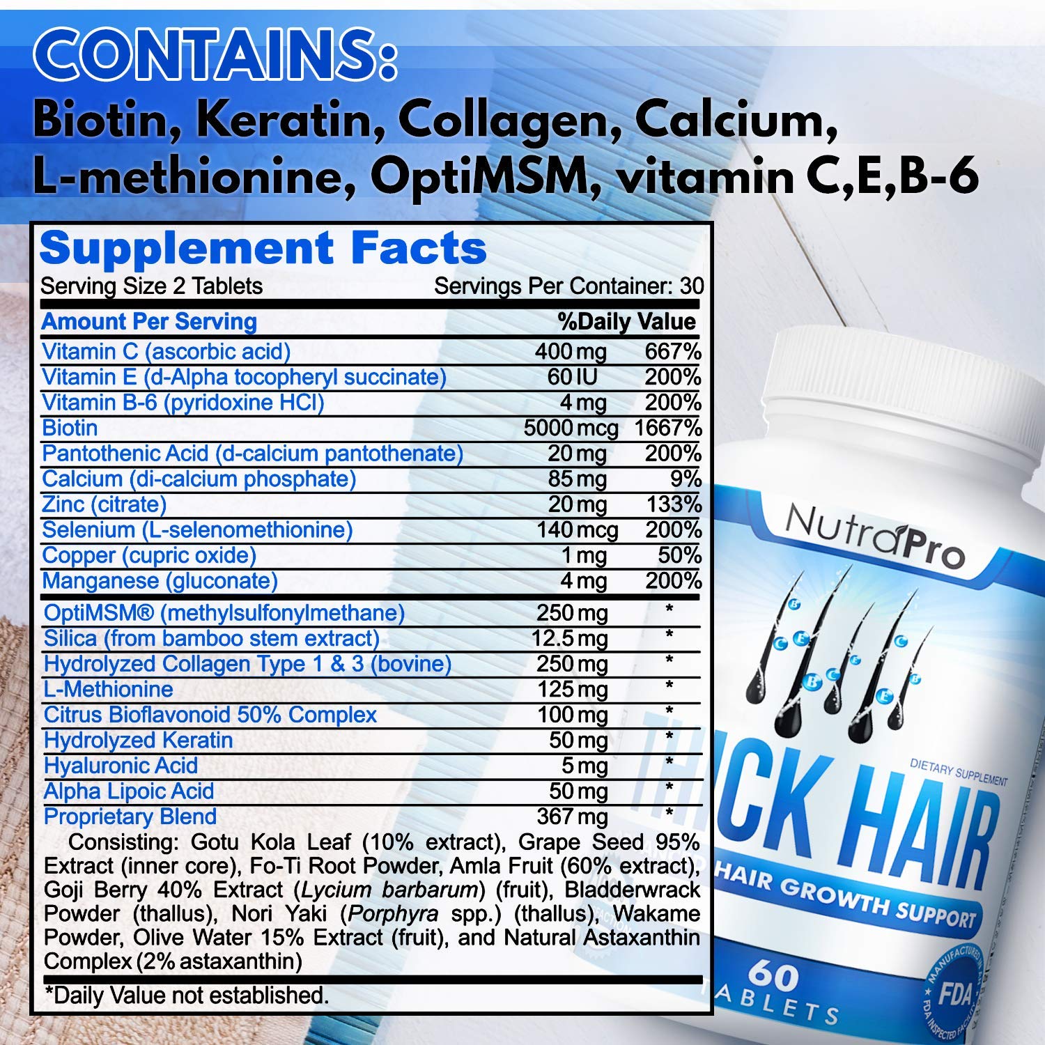 Thick Hair Growth Vitamins– Hair Growth Pills With Dht Blocker Stimulates Faster Growth For Weak, Thinning Hair–Biotin Hair Supplements With Keratin & Collagen Helps Men&Women Grow Perfect Hair.