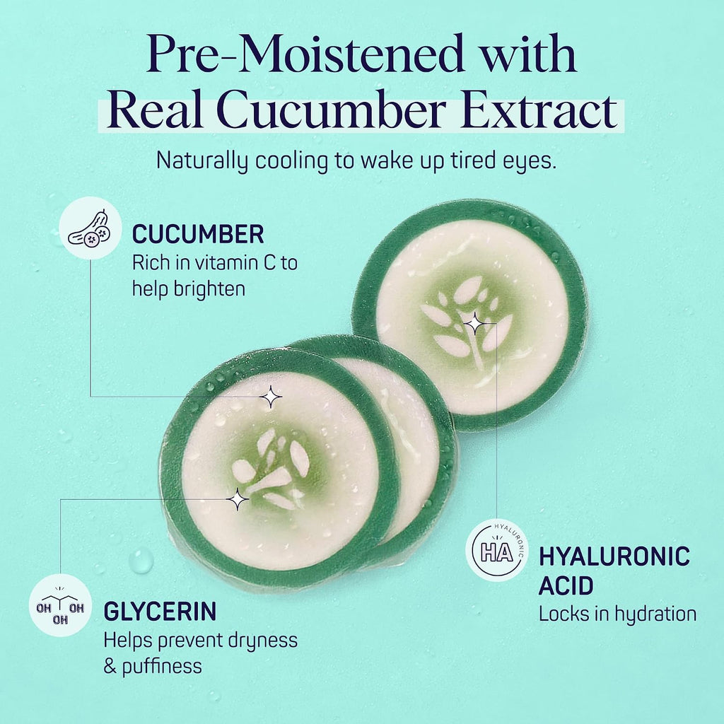 Spalife Cooling Cucumber Eye Pads | Spa Gifts & Korean Dark Circles & Puffy Eyes Treatment | Nourishing Cucumber Eye Pads | Eye Mask For Puffy Eyes Daily Depuffing Eye Patches | 4 Packs Of 12