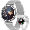 Small Smart Watch for Women with Bluetooth Call, 1.27” Ladies Smart Watch,120+ Sports Modes Step Counter Fitness Watch, HR/BP/SpO2 Sleep Monitor, IP68 Waterproof Smartwatch for Android/iOS Silver