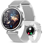 Small Smart Watch for Women with Bluetooth Call, 1.27” Ladies Smart Watch,120+ Sports Modes Step Counter Fitness Watch, HR/BP/SpO2 Sleep Monitor, IP68 Waterproof Smartwatch for Android/iOS Silver