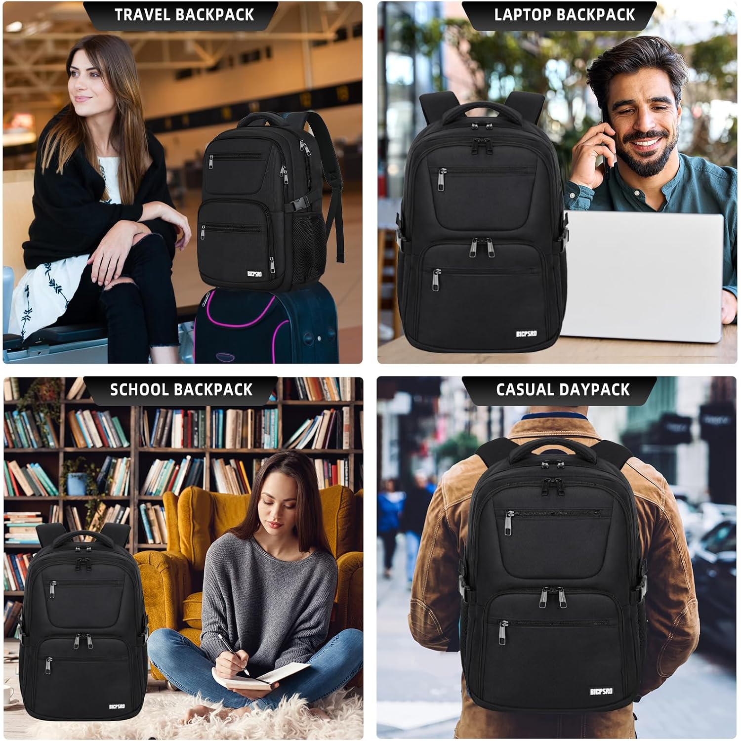 Black Backpack For School, School Backpack For Boys Teens, Backpacks For Men, College High Middle School Bookbag Fits15.6 Inch Laptop With Reinforced Straps, Boys Backpack, Book Bag