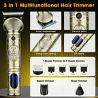 Professional Hair Clippers For Men Electric Razor Shavers Nose Hair Trimmer And Detail Trimmer 5 Pcs Set，Cordless Beard Trimmer Barber Clippers For Hair Cutting Mens Grooming Kit