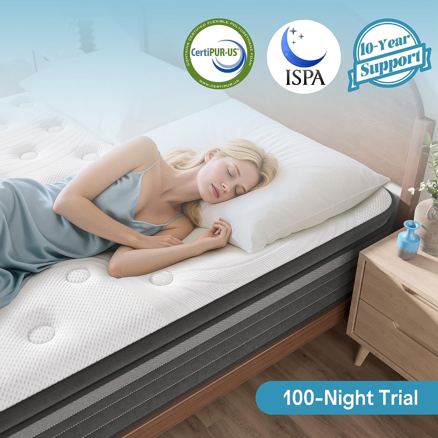Queen Mattress 12 Inch In A Box, Hybrid Queen Mattress With Memory Foam & Individual Pocket Springs, Medium Firm Queen Size Mattresses For Motion Isolation & Pressure Relief, Certipur-Us