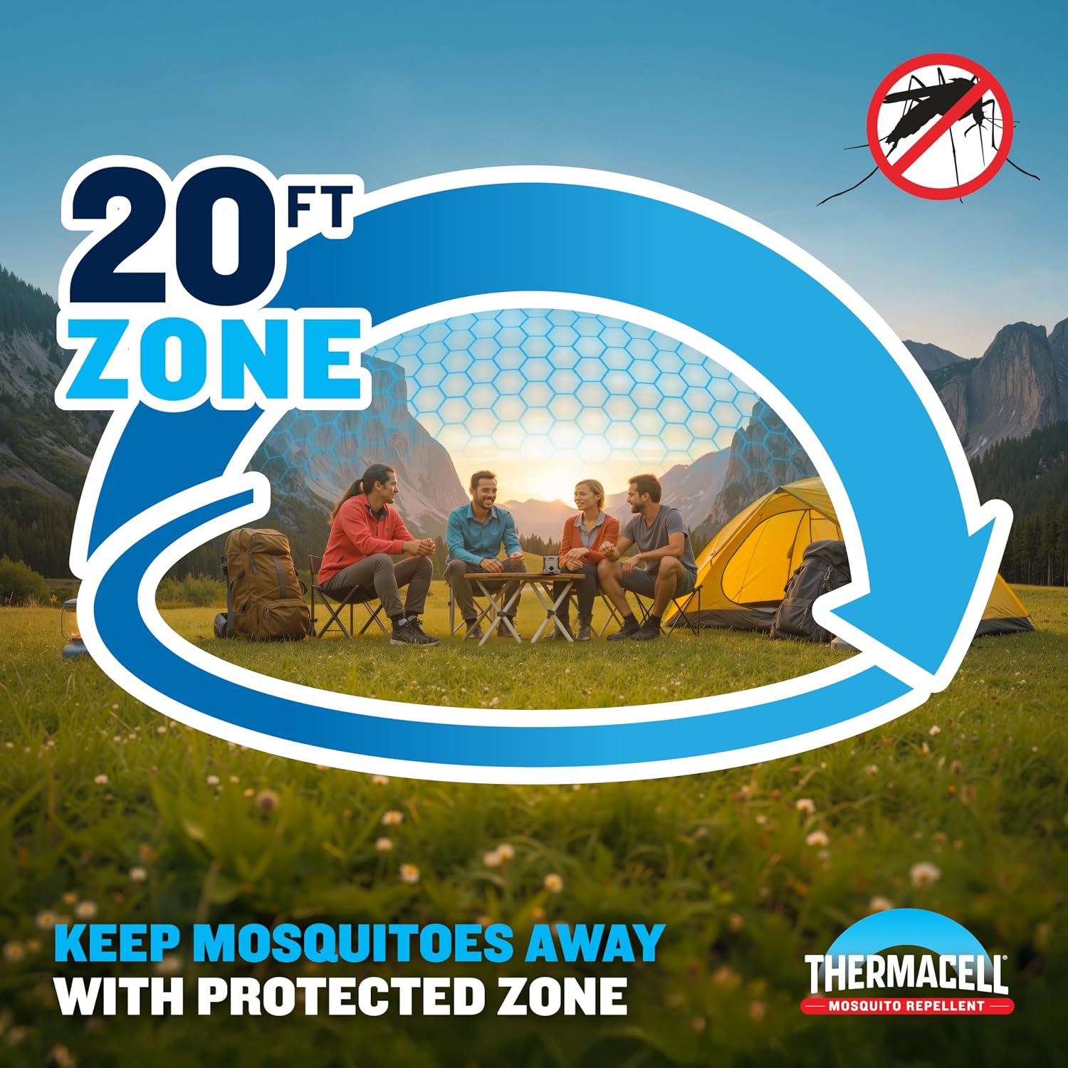 Thermacell Mosquito Repellent Rechargeable Adventure Ex-Series Ex90; Patio Shield With 9-Hour Battery, Includes 12-Hour Refill, Rubber Armor & Carabiner; Scent Free Bug Spray Alternative