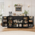 Hostack 54"W Kitchen Buffet Cabinet With Storage, Coffee Bar Cabinet, Black | Dual Swing-Out Door Racks, Large Drawer & Adjustable Shelves, Modern Sideboard Storage Cabinet For Dining Room, Living Room