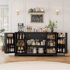 Hostack 54"W Kitchen Buffet Cabinet With Storage, Coffee Bar Cabinet, Black | Dual Swing-Out Door Racks, Large Drawer & Adjustable Shelves, Modern Sideboard Storage Cabinet For Dining Room, Living Room