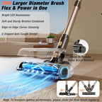 Pedoolo Cordless Vacuum Cleaner, Upgraded 650W 55Kpa 70Mins Vacuum Cleaners For Home, Self-Standing Stick Vacuum, Wall Mount Charge & Touch Screen, Anti-Tangle For Pet Hair Carpet Hardwood Floor Car