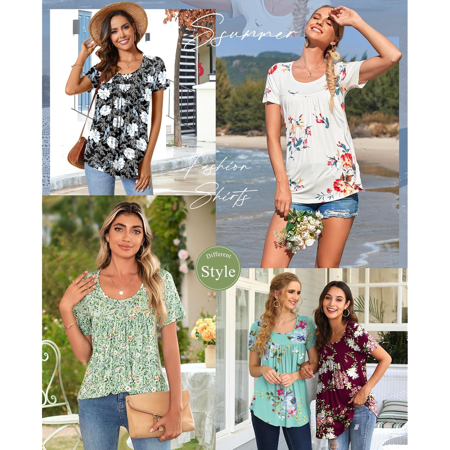 Women's 2026 Summer Short Sleeve Tunic Tops Loose Fit Comfy Blouses Casual Shirts for Leggings M-4XL