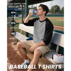 Huukeay 3 Pack Men'S 3/4 Sleeve Shirts Crew Neck Baseball T Shirts Moisture Wicking Athletic Tops
