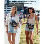 Clear Checkered Crossbody Bags For Stadium Events, Clear Purse Bum Bag For Women Concert Sport With Rfid Coin Purse