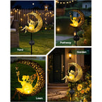 Solar Garden Statues Outdoor Decor, Fairy Moon Figurine Light Stake, Housewarming Ornament For Patio, Lawn, Yard, Pathway - Unique Gift Ideas For Gardening Mom Grandma