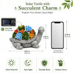 Solar Garden Outdoor Statues Turtle With Succulent And 7 Led Lights - Lawn Decor Statue For Patio, Balcony, Yard Ornament - Gifts For Mom Grandma Women