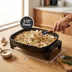 Elite Gourmet Eg-6203# Extra Deep 16"X13" (10.5 Qt.) Non-Stick Electric Skillet With Glass Vented Lid & Pour Spout | Dishwasher Safe, Long-Lasting Non-Stick, 200-400°F | Serves 6-8, Black