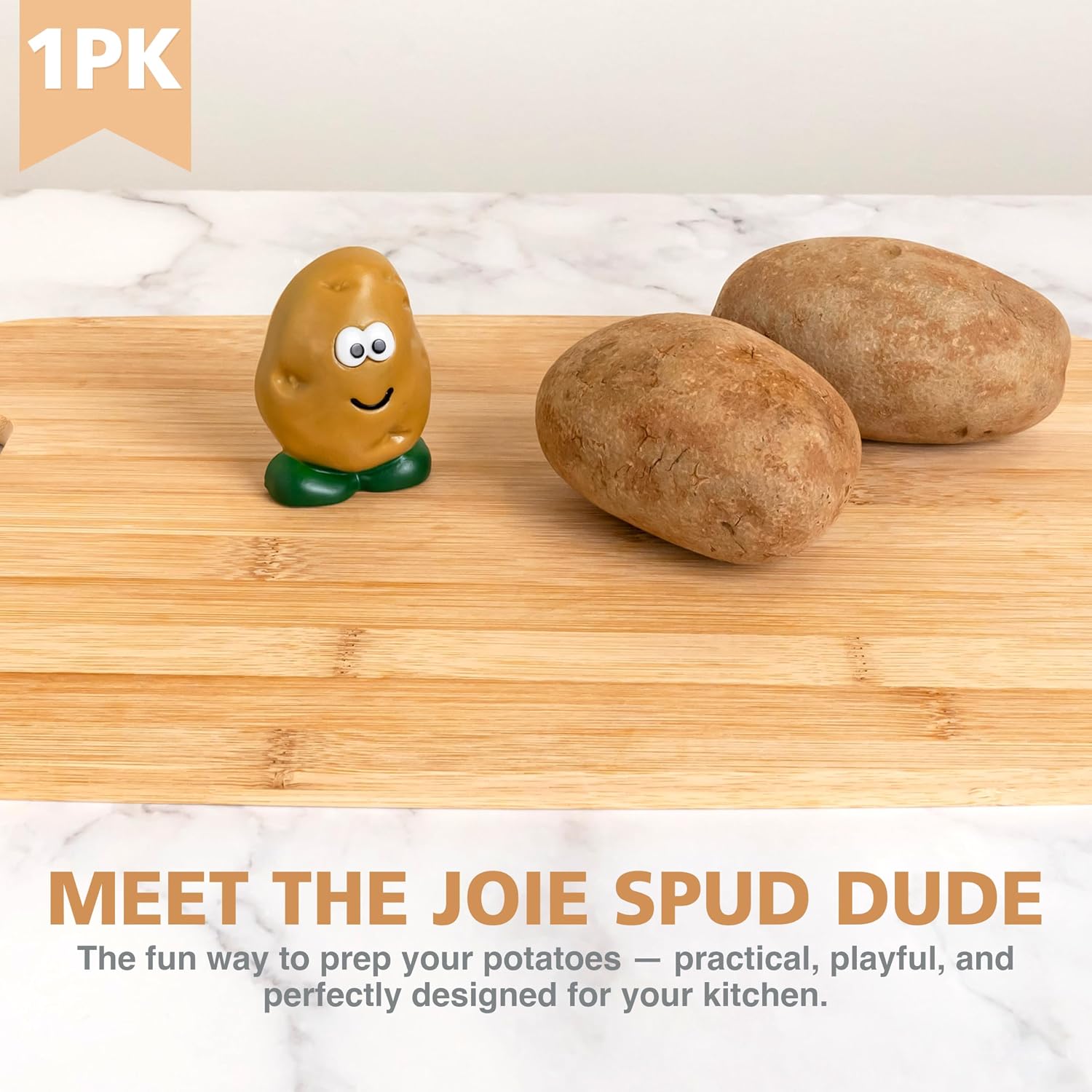 Joie Spud Dude Potato Brush, Compact Handheld Produce Scrubber, Cleans Vegetables And Fruits With Gentle Bristles