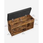Vasagle Custos Collection - Storage Bench With Cushion, Shoe Bench, Padded Seat, Hidden Storage, Entryway, Hold Up To 300 Lb, 11.8 X 31.5 X 17.3 Inches, Rustic Brown And Ink Black Ulhs30Bx