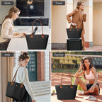 KALIDI Tote Bag for Women Nylon Top-Handle Purse,Large Capacity Shoulder Hobo handBag with Zipper Leisure Foldable Weekend