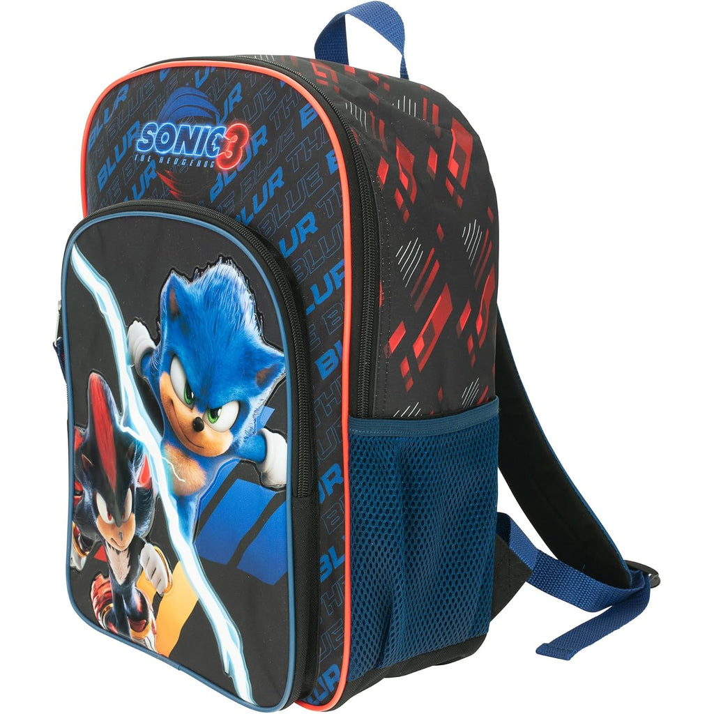 Ai Accessory Innovations Sonic The Hedgehog 3 Movie Backpack For Boys & Girls, Bookbag Featuring Sonic & Shadow, Schoolbag With Adjustable Shoulder Straps & Padded Back,16 Inch