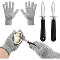 Oyster Shucker Set, 2-Piece Professional Oysters Shucking Knives And Cut Resistant Gloves For Oysters, Clams & Shellfish Opener Kit For Home Kitchen, Oyster Bar & Seafood Party