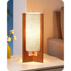 Edishine 13.5" Small Table Lamp, Walnut Wood Cylinder Nightstand Lamp For Bedroom, Beige Linen Shade, Corner Modern Bedside Lamp For Living Room, On-Off Line Switch, E26 Base (Bulb Not Included)