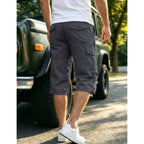 Eklentson Men'S Cargo Shorts Casual Twill Elastic 3/4 Capri Pants Below Knee Long Shorts With 7 Pockets