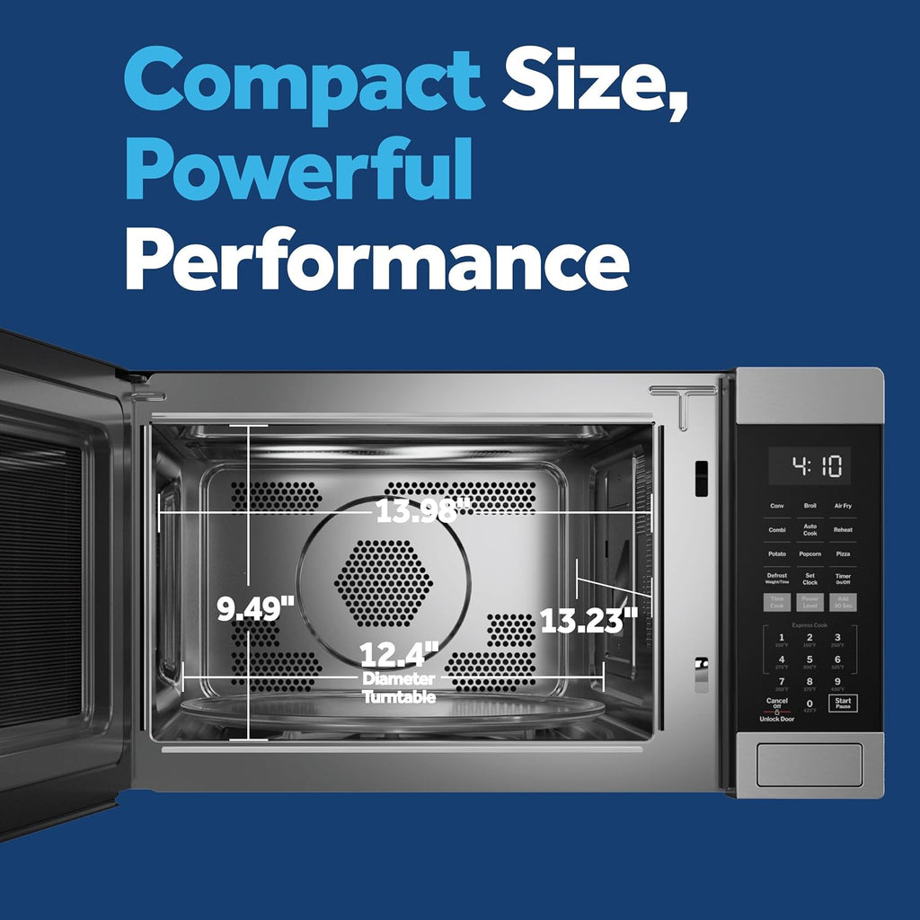 Ge 4-In-1 Air Fry Countertop Microwave Oven, 1050 Watt, 1.0 Cu. Ft. | Stainless Steel, Combines Microwave, Air Fry, Convection, And Broil, Child Lock Technology, 4 Convenience Cook Settings