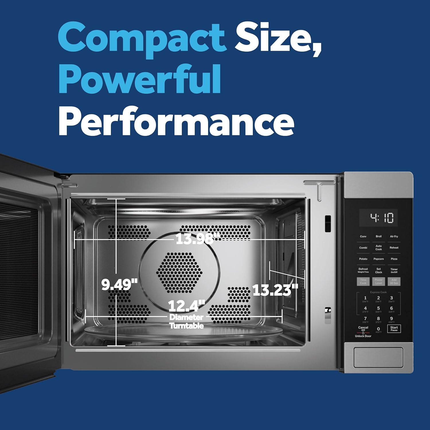 Ge 4-In-1 Air Fry Countertop Microwave Oven, 1050 Watt, 1.0 Cu. Ft. | Stainless Steel, Combines Microwave, Air Fry, Convection, And Broil, Child Lock Technology, 4 Convenience Cook Settings