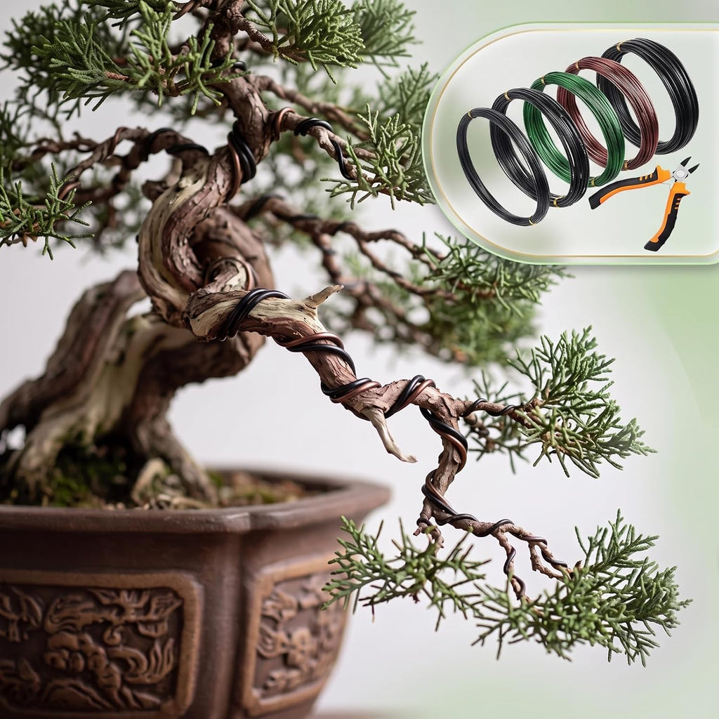 Mudder 5 Roll Aluminum Bonsai Training Wire Tree 1/1.5/2.0Mm 160 Feet Total With Bonsai Wire Cutter Anodized Training For Holding Branches Small Trunks(Classic)