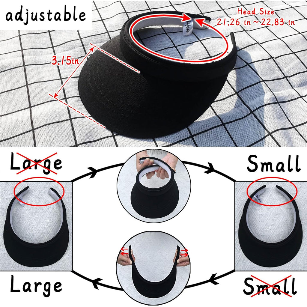 2 Pack Visor Women Men Sun Hat Clip On Visors Adjustable Sport Wide Brim Cap