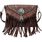 Small Crossbody Bags For Women Crossbody Handbag Fringe Purse Tassel Shoulder Bag Turquoise Concho Wallet