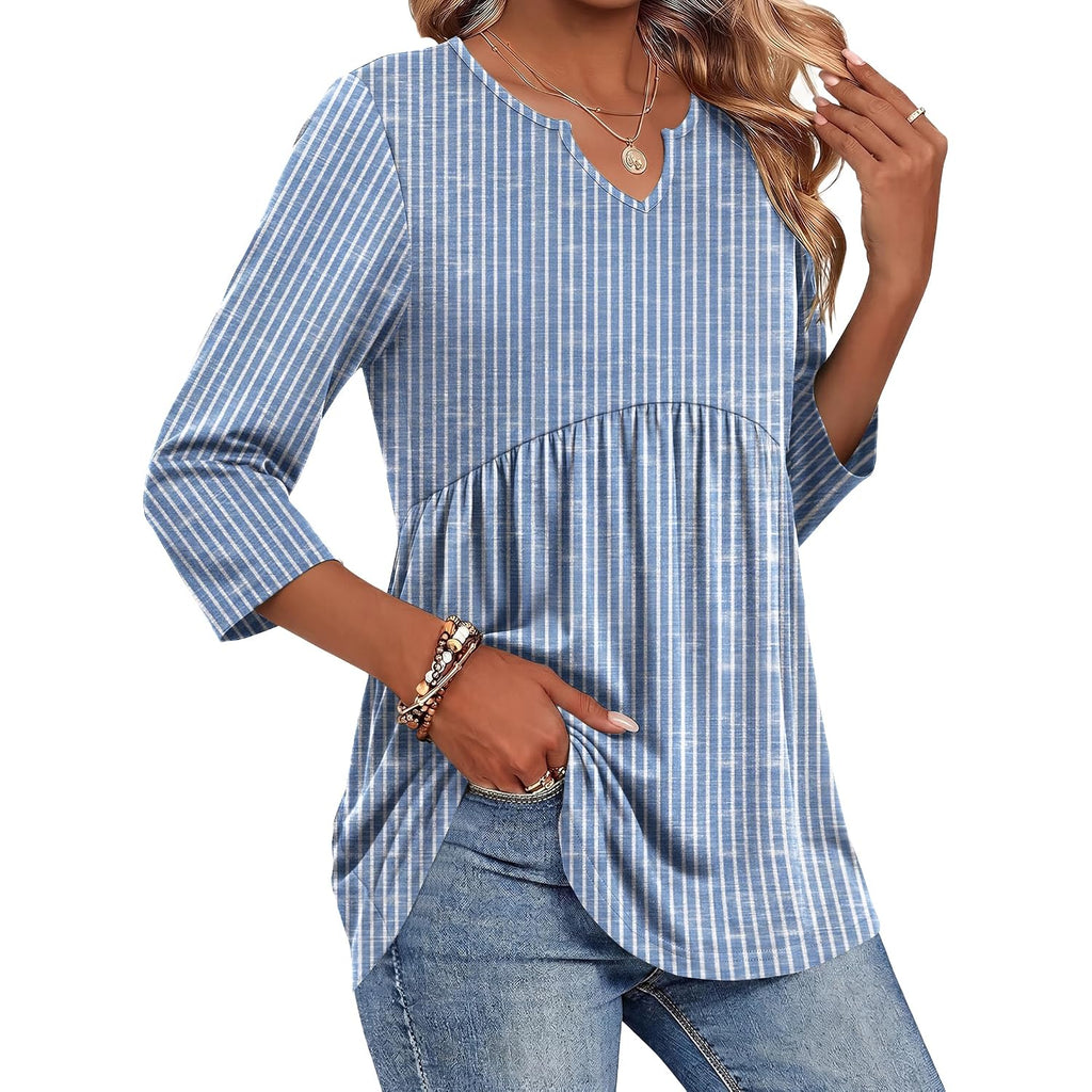 Zeagoo 3/4 Length Sleeve Womens Tops 2026 Blouses for Women Dressy Casual Fashion Clothing V Neck T-Shirts Summer Outfits