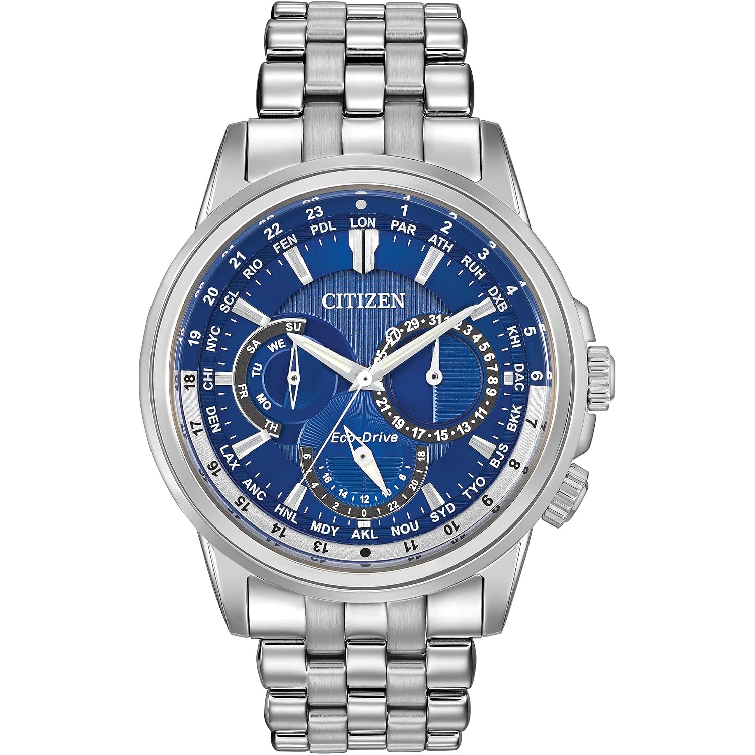 Citizen Men'S Eco-Drive Calendrier Classic Watch, 12/24 Hour Time, 3-Hand Day And Date, Chronograph, Luminous Hands