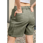 Bermuda Shorts for Women Cargo Shorts Knee Length 6 Pockets Elastic Waist Long Shorts for Summer Casual