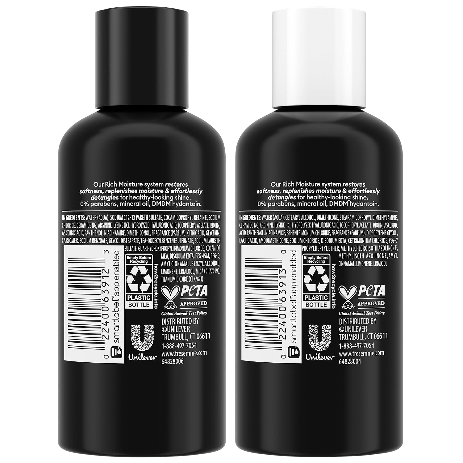 Tresemmé Travel Essentials, Rich Moisture Shampoo And Conditioner Set, Hydrating Hair Detangler With Hyaluronic Acid, 3 Oz Ea