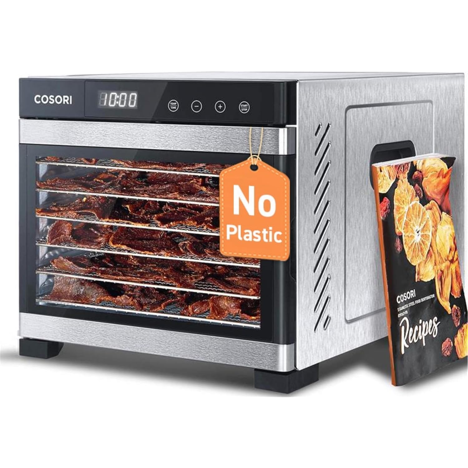 Cosori Food Dehydrator, Bigger Than 7 Trays with Large 6.5 ft² Drying Space, Stainless Steel Trays, 600W Faster Drying, 165°F Dehydrated Dryer for Jerky, Dog Treats, Herbs, Meat, Fruit, Yogurt, Silver