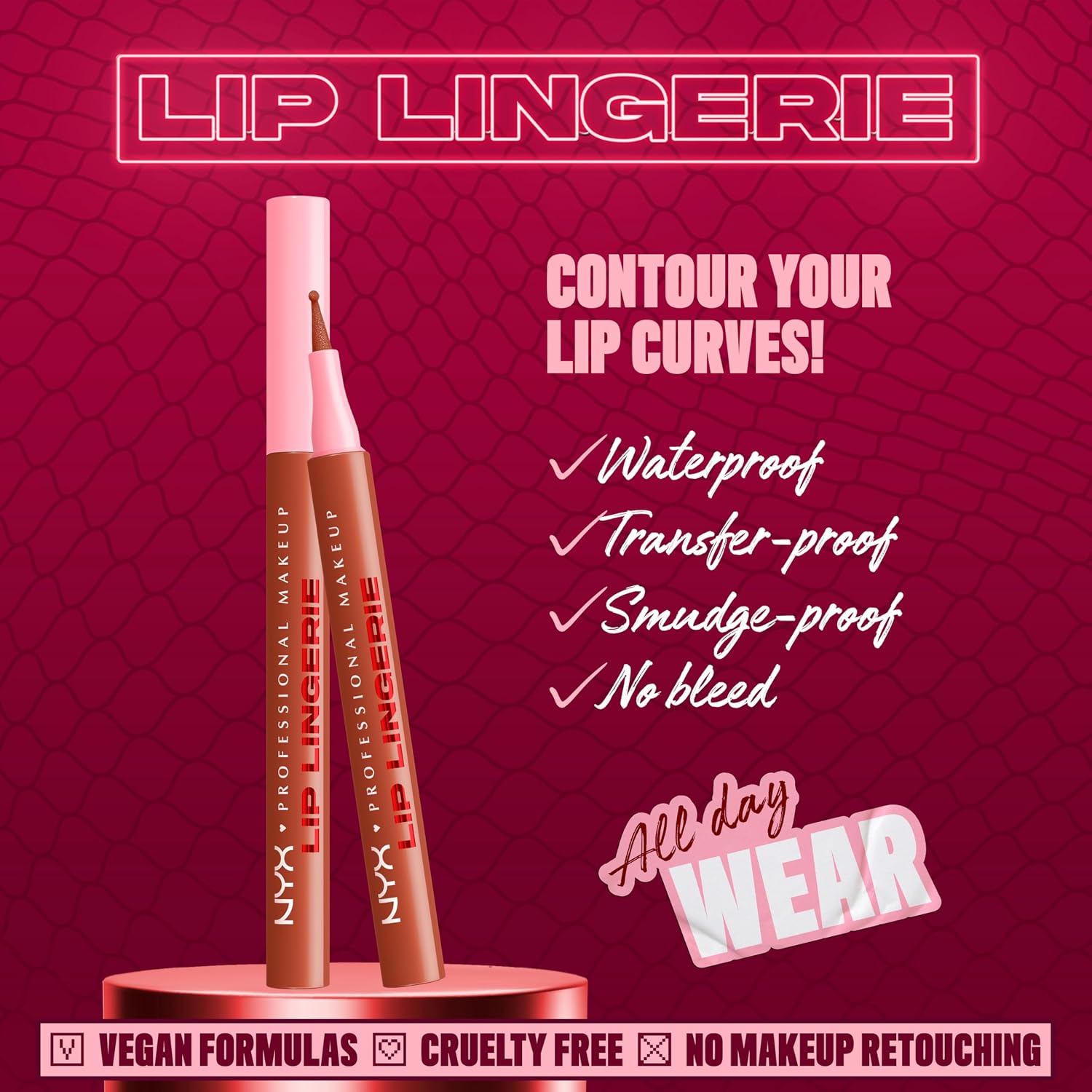 Nyx Professional Makeup Lip Lingerie Liner Stain, Seamless Make Up With All-Day Color, Waterproof Lip Stain Finish - Naughty Nude (Warm Nude)