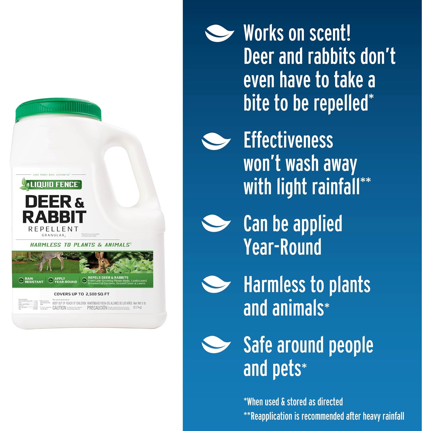 Liquid Fence Deer And Rabbit Repellent Granular 5 Pounds, Harmless To Plants And Animals
