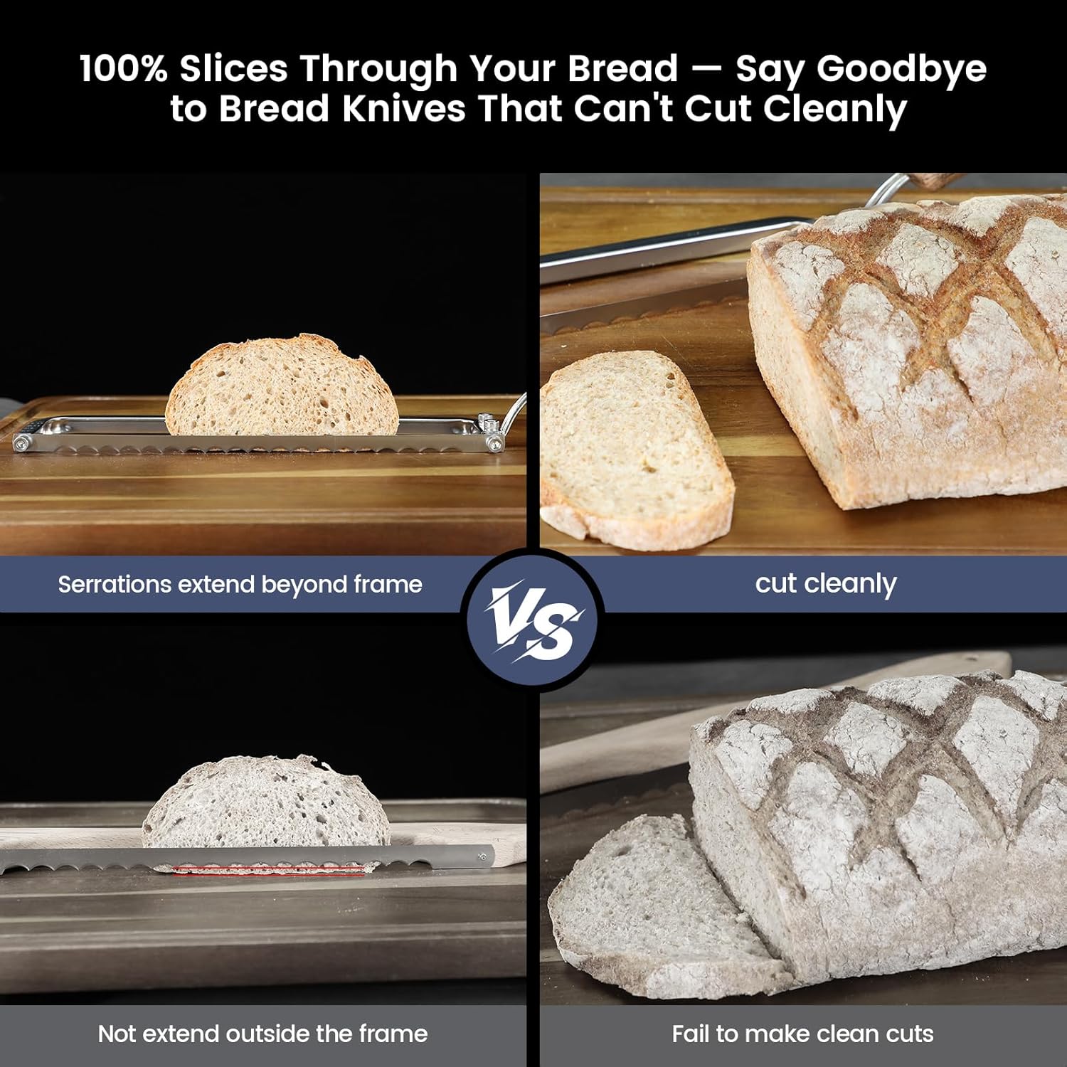 SYOKAMI 2026 Upgrade Bread Knife for Homemade Bread, World's 1st Real Bow-Design Sourdough Bread Slicer, Razor-Sharp Cutter for Crusty Sourdough & Baguette, 4 Thickness Scale Marks, Ideal for Gift